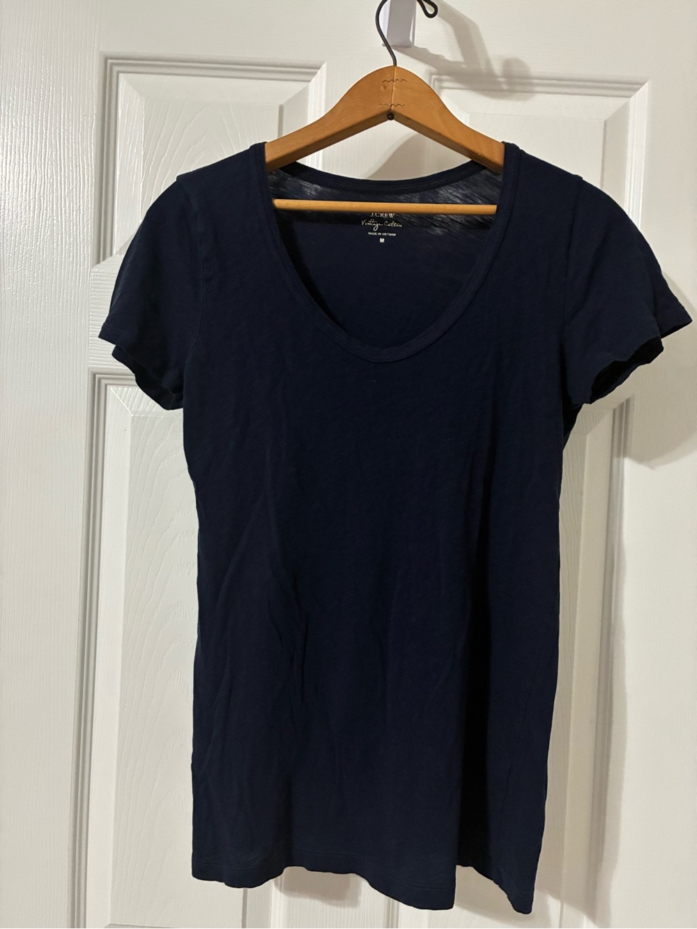 J. Crew Vintage Navy Blue Scoop Neck Short Sleeve T-Shirt Women's Medium cotton